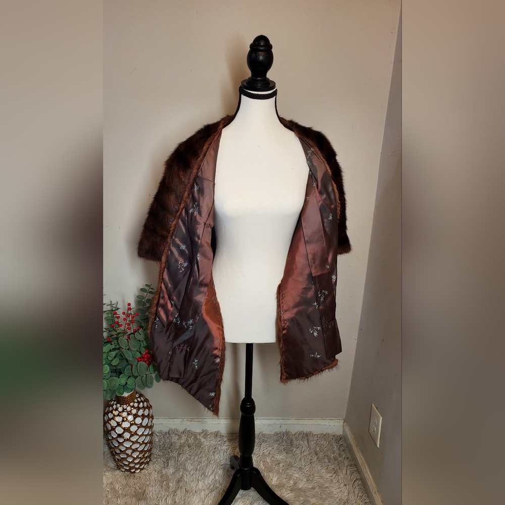 Vintage Original Gimbel Brothers 1930s Genuine Mink Fur Stole Shawl Broun One Sz - Picture 11 of 13